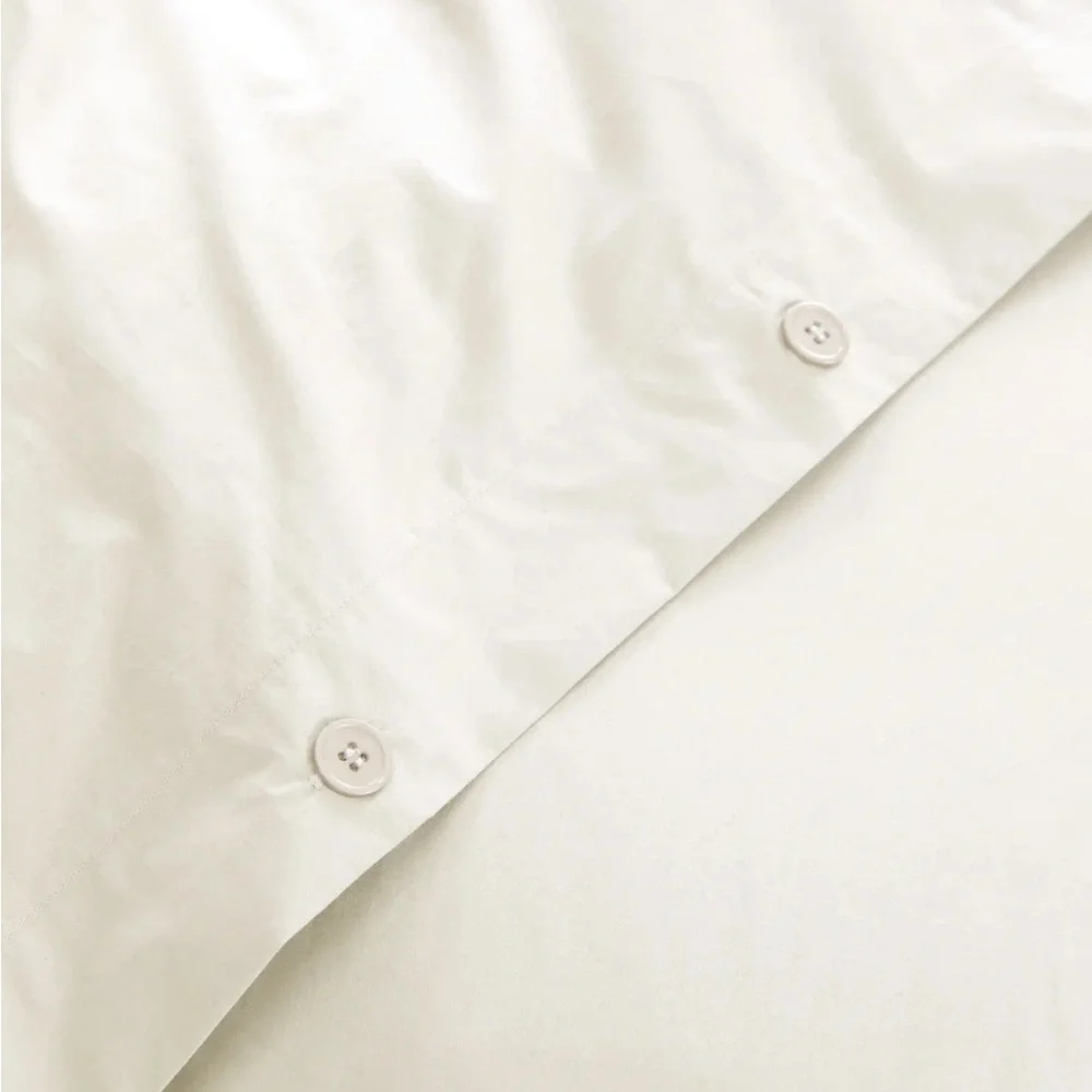 QUINCE Organic Percale Duvet Cover King Cal King White
